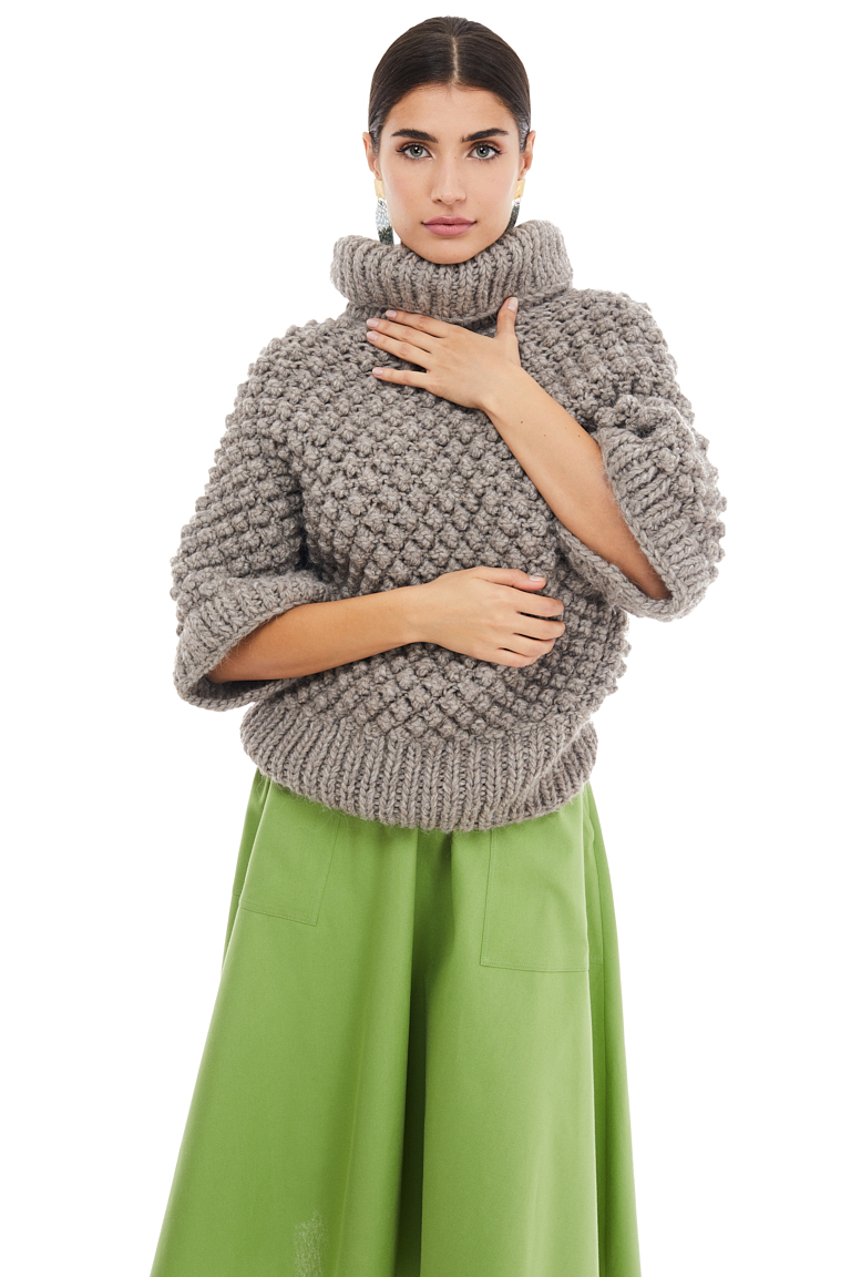 Hand Knitted Wool Blend Sweater - chemistry-studio